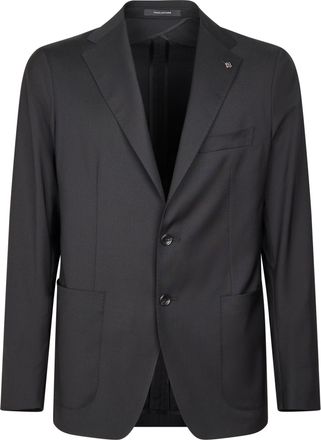 Tagliatore Tailored Virgin Wool Blazer with Metallic Lapel Pin