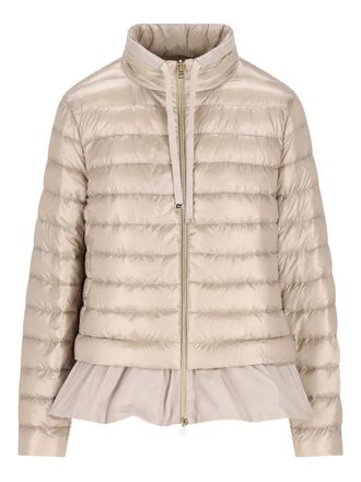 Herno quilted ruffled jacket - women - Cotton/Polyester/Down/Feather/Polyamide - 44 - Neutrals