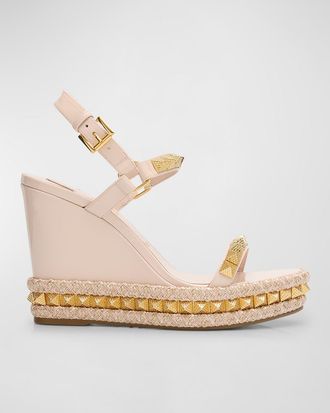 Christian Louboutin 110mm Pyraclou Metallic Spike Wedge Sandals