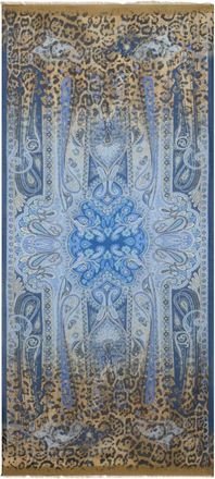Etro animal-print scarf - men - Wool/Silk - One Size - Blue