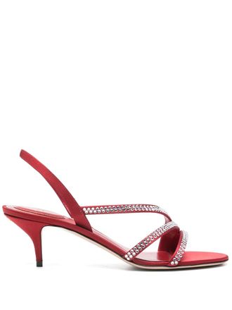 Valentino Garavani crystal-embellished kitten heel sandals - Red