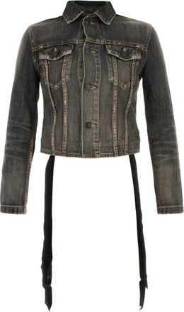 Balenciaga Jacket met Veterdetails - Dames - Spijkerjassen - Zwart - XS - Denim - Jassen
