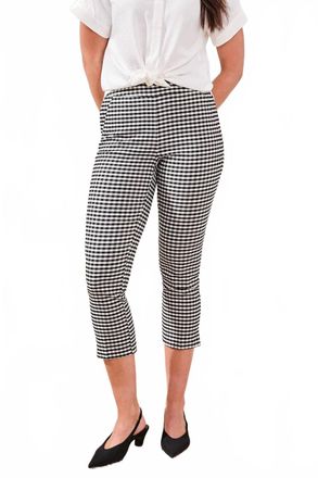 Tribal Gingham Bengaline Capri Pant In Black & White