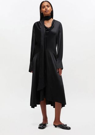 Ganni Black Scarf Dress Elastane