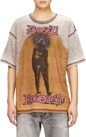 Diesel T-Box Rhinestone Embellished Graphic T-Shirt in Coffee at Nordstrom, Size Xx-Large