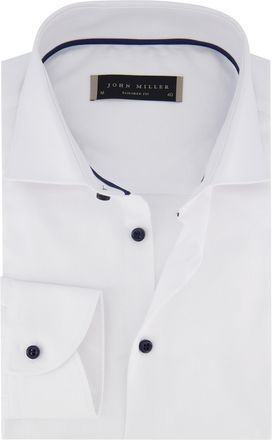 John Miller tailored fit overhemd wit katoen