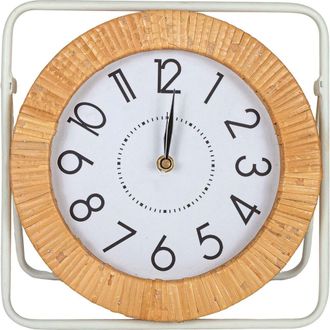 Foreside Home And Garden Tabletop Clock White Metal MDF & Rattan at Nordstrom