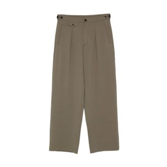 Emporio Armani Wide Trousers, male, Brown, Size: L Adjustable-tab Wide-leg Trousers