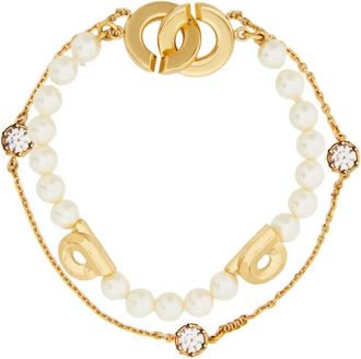 Ferragamo pearl gancini double strand bracelet - Gold
