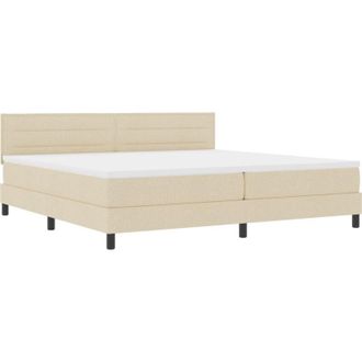 vidaXL vidaXL Box Spring Bed with Mattress & LED Cream 200x200 cm Fabric