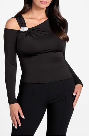 Marciano Elsa Asymmetric Top in Black-Black at Nordstrom, Size Small