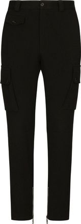 Dolce & Gabbana logo-patch cargo trousers - men - Virgin Wool - 48 - Black