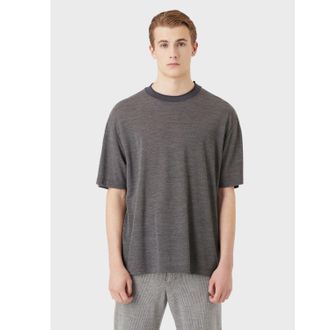 Emporio Armani Mens T-Shirt in Grey Wool - Size X-Small
