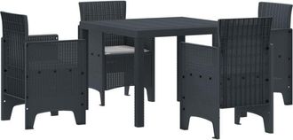vidaXL Garden Dining Set 5 pcs Anthracite Polt rattan Vidaxl