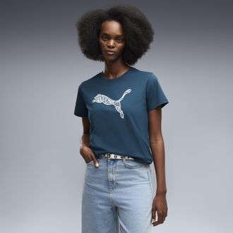 Puma T-shirt Graphics Lace Cat da donna, Abbigliamento, Blu, XL