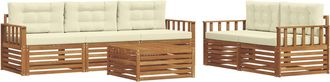 vidaXL Conjunto De Sof&aacute;s De Exterior 6 Uds. Natural Y Crema Vidaxl