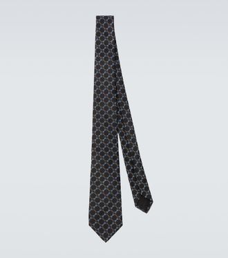 Gucci Corbata de jacquard de seda con Horsebit
