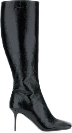 Courr&egrave;ges Square Toe Vinyl Laarzen - Dames - Laarzen met Hak - Zwart - 40 EU - Katoen - Schoenen
