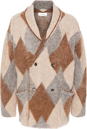 Laneus checked cardigan - men - Alpaca/Virgin Wool/Polyamide - 52 - Brown