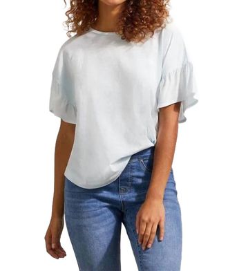 Tribal Crew Neck Drop Shoulder With Frill Tee In Poolside