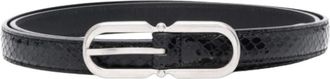 Saint Laurent Oval gesp leren riem - Dames - Accessoires - Zwart - Maat: 90 CM