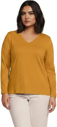 Lands End Supima Cotton Long Sleeve V-Neck T-Shirt in Vintage Amber at Nordstrom, Size 2X