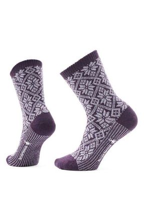 Smartwool Everyday Traditional Snowflake Merino Wool Blend Crew Socks in Purple Iris at Nordstrom, Size Medium