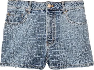 Self Portrait Jeansshorts Self Portrait mit Strass und Kroko-Effekt