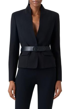 Akris Fitted Signature Jersey Blazer in Black at Nordstrom, Size 12