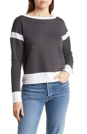 Go Couture Spring Varsity Long Sleeve Tee in Charcoal at Nordstrom Rack, Size X-Large