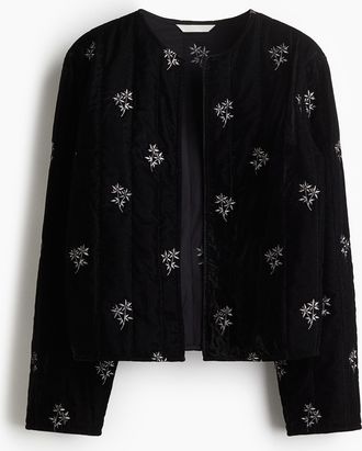 H&M Bestickte Samtjacke - Schwarz