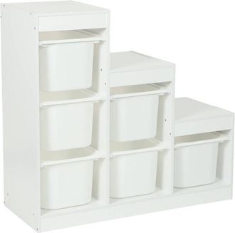 Sweeek Childrens storage unit staircase 6 storage bins wood decor white - Sora