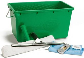 Unger Pro Juego Completo 5 En 1 (incluye Lavadora, Limpiacristales, Pa&ntilde;o De Microfibra, Rascador De Seguridad, Cubo De 18 L, Para Limpieza Profesional De Cr