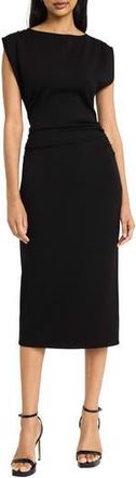 Maggy London Ruched Cap Sleeve Dress in Black at Nordstrom Rack, Size X-Small