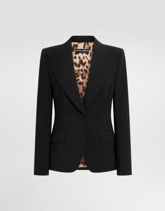 Dolce & Gabbana Turlington Single-breasted Jacket In Micro-ribbed Fabric - Woman Blazers Black 40