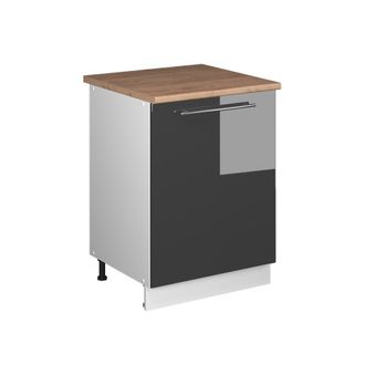 Vicco Mueble Bajo De Cocina Fame-line, Antracita Alto Brillo/blanco, 60 Cm 1 Puerta Con Encimera, Vicco