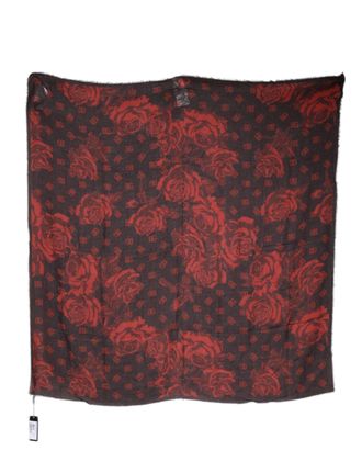 Dolce & Gabbana Floral Modal Wool Scarf - Black