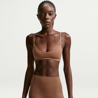 Nike Womens SKIMS Matte Micro-Scoop Bra in Brown | IR5032-263