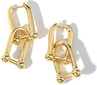 Generic Gold Plated Ball U Shape Pin Style Chunky Earring Link Chain Chunky Circle Hoop Earrings Paperclip Link Chain Jewelry Drop Dangle Earrings Set for Wom