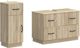 vidaXL Juego De Gabinete De Ba&ntilde;o De 2 Piezas Hoorn Roble Sonoma Vidaxl