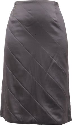 Oscar De La Renta Oscar De La Renta Knee Length Skirt in Grey Silk