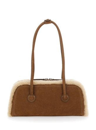 Margesherwood Shearling and Nubuck Shoulder Bag - Beige