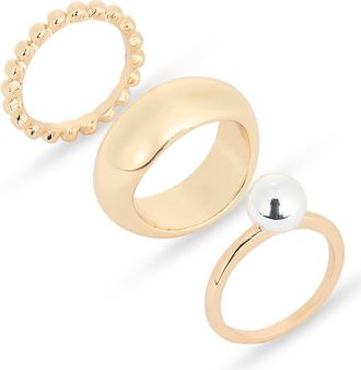 Nordstrom Rack Set of 3 Rings in Gold- Silver at Nordstrom Rack, Size Medium/large