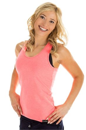 Winshape Tanktop WINSHAPE Cotton Tanktop WVR24, Damen, Gr. XL, rot (neon coral), 48% Baumwolle, 48% Polyester, 4% Elasthan, Rundhals, Tops Tanktop, mit Racerba