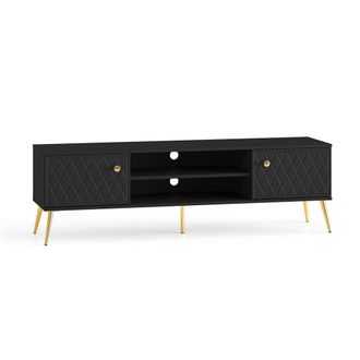Petits Meubles Mueble TV 2 puertas estratificado Negro