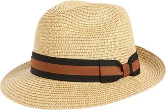 Nordstrom Classic Stripe Ribbon Fedora in Tan Natural Combo at Nordstrom Rack, Size Large/x-Large