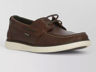 Barbour leather loafers round toe contrast sole