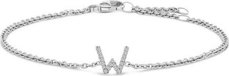 House of Brilliance 10K Gold Diamond Accent A-Z Initial Charm and Link Bracelet in White | W at Nordstrom