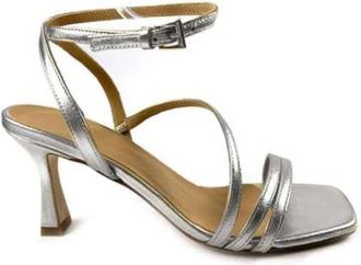 Roberto Festa Milano Zilveren gelamineerde sandalen met hoge hak - Dames - Sandalen met hakken - Grijs - 39 EU - Leer - Schoenen