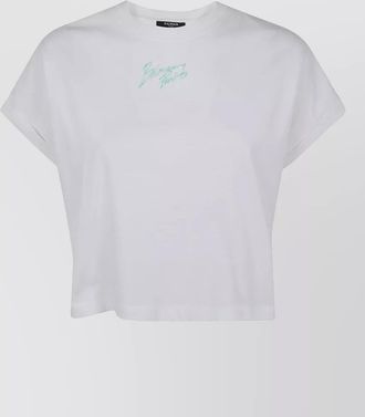 Balmain paris logo cropped crew neck t shirt